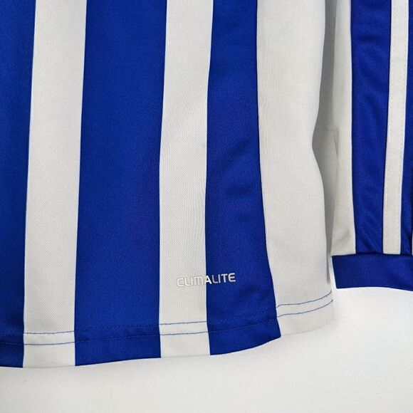 Adidas Juniors striped jersey blue white M 11-12Y - Picture 2 of 5